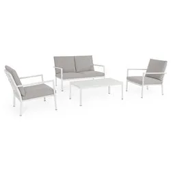 Set da esterno alluminio, textilene, poliestere KONNOR 4 posti Bianco 0663716