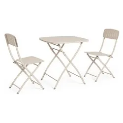 Set tavolo e sedie acciaio YVONNE 2 posti Champagne 0803570