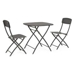 Set tavolo e sedie acciaio YVONNE 2 posti Antracite 0803567