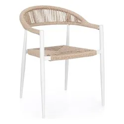 Sedia con braccioli alluminio, sintetico JANDIA Bianco e Beige 0665011