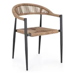 Sedia con braccioli alluminio, sintetico JANDIA Antracite e Naturale 0665005