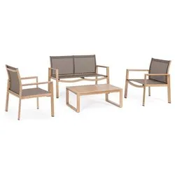 Set da esterno alluminio, textilene KALLEN 4 posti Naturale 0663603