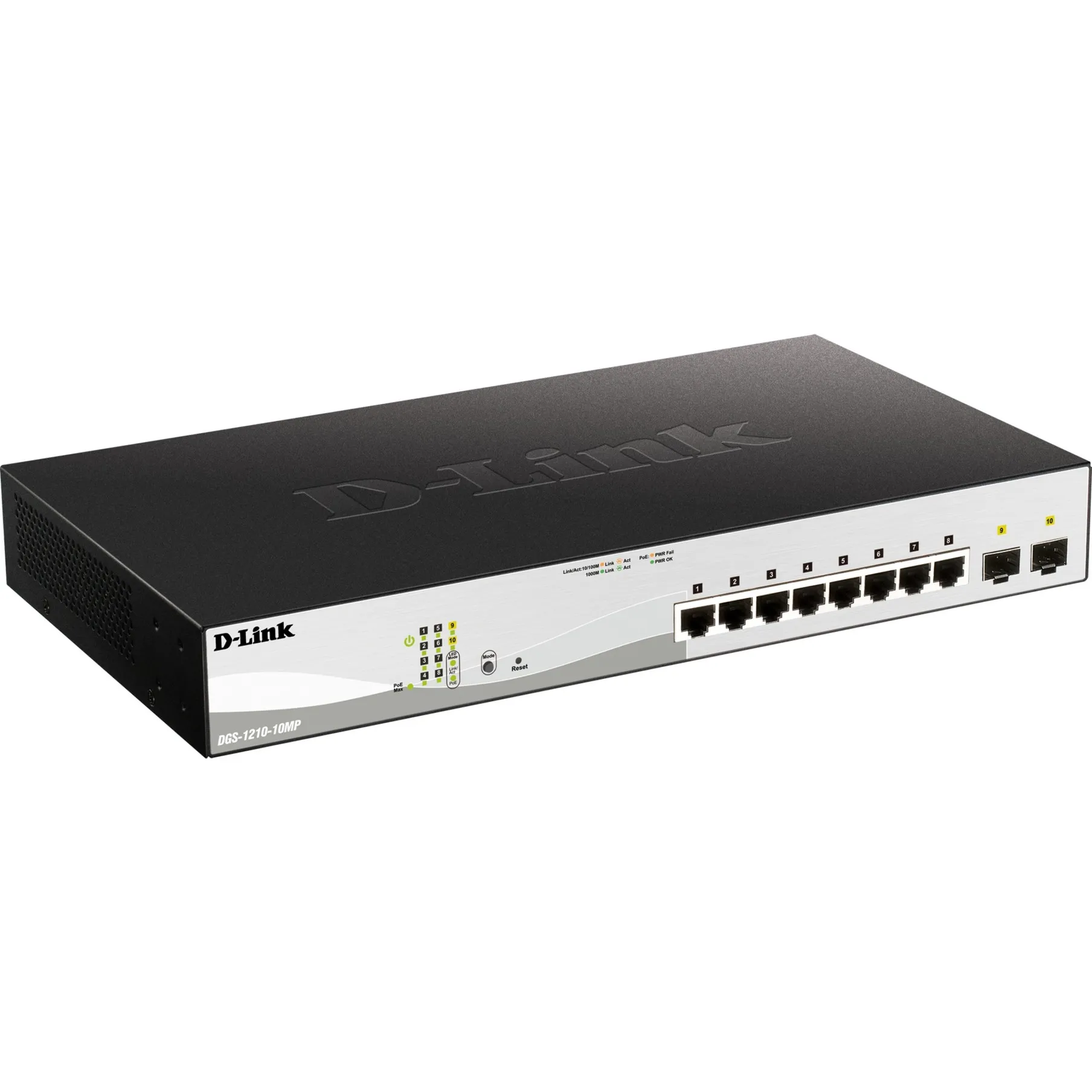 DGS-1210-10MP Gestito L2 Gigabit Ethernet (10/100/1000) Supporto Power over Ethernet (PoE) Nero, Grigio, Interruttore