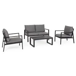 Set da esterno alluminio, textilene, poliestere HILDE 4 posti Antracite 0664003