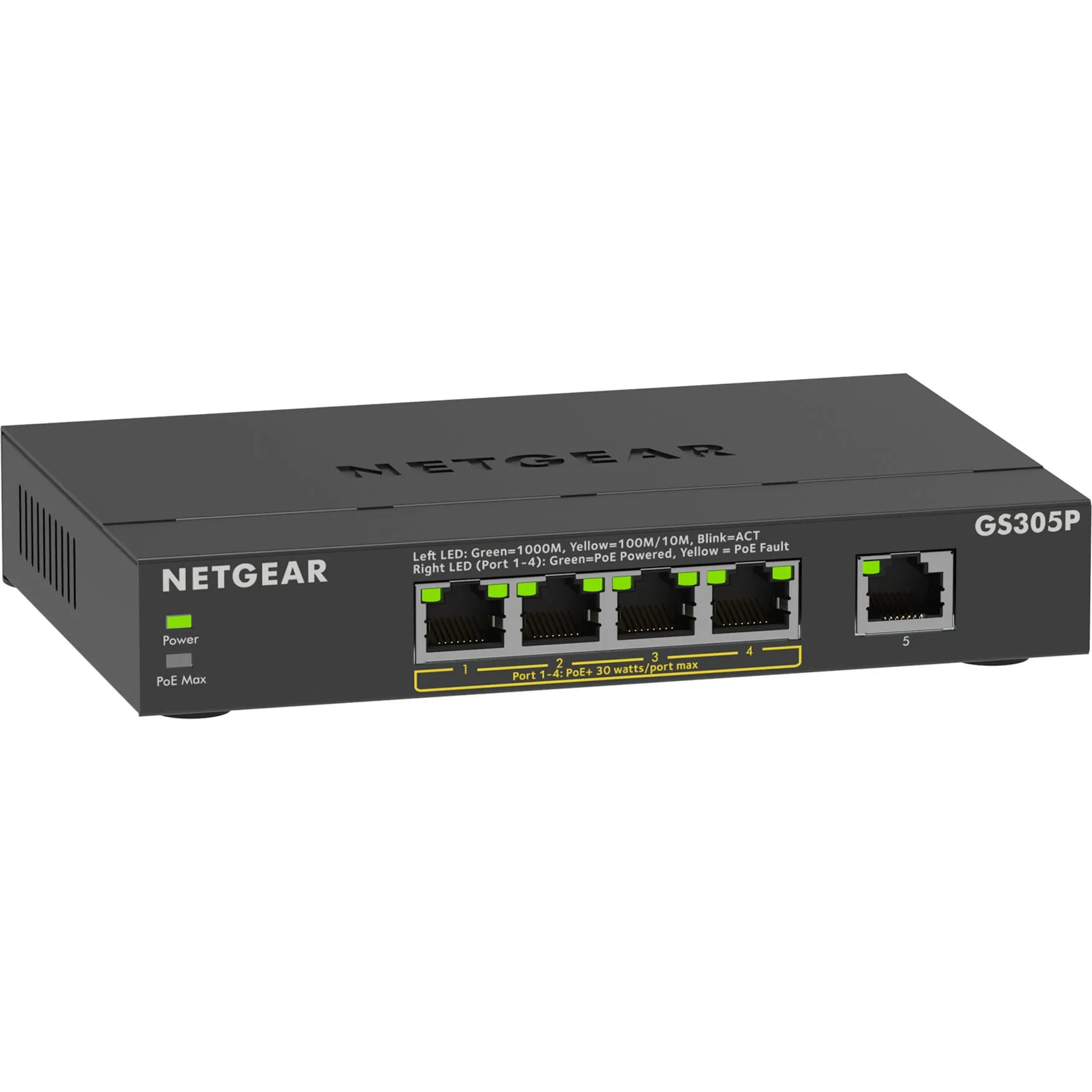 GS305Pv3 Non gestito Gigabit Ethernet (10/100/1000) Supporto Power over Ethernet (PoE) Nero, Interruttore