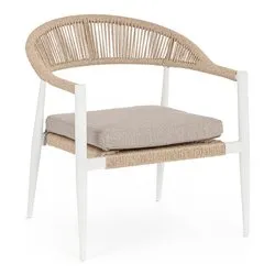 Sedia con braccioli alluminio, sintetico JANDIA Bianco e Beige 0665028