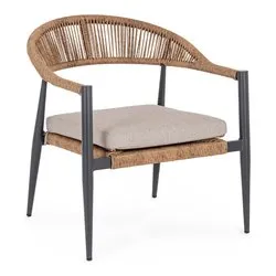 Sedia con braccioli alluminio, sintetico JANDIA Antracite e Naturale 0665026