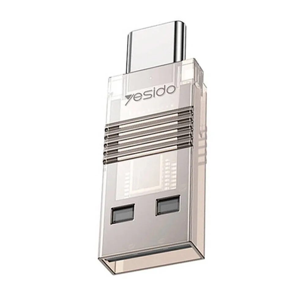 Lettore di schede USB / USB-C Yesido GS21, microSD, Trasparente