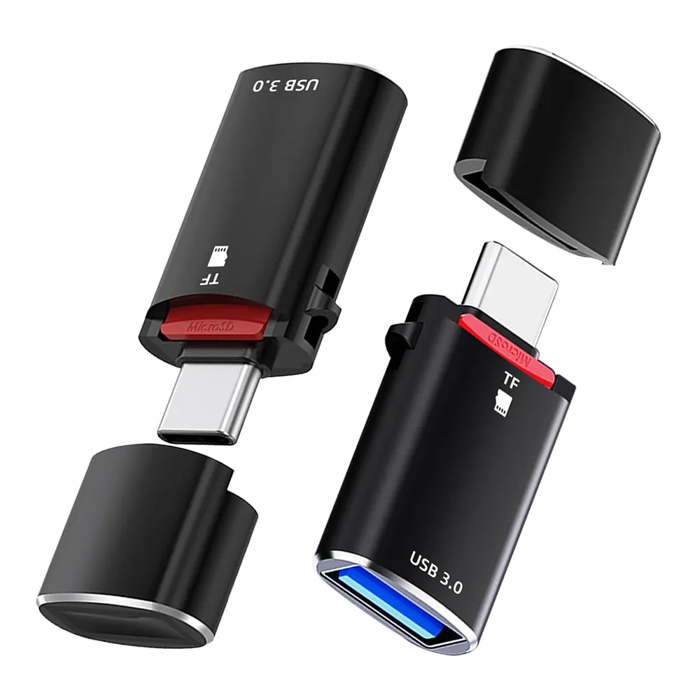 Lettore di schede USB-C Techsuit AluVoltX, USB-A (OTG) - microSD, Nero