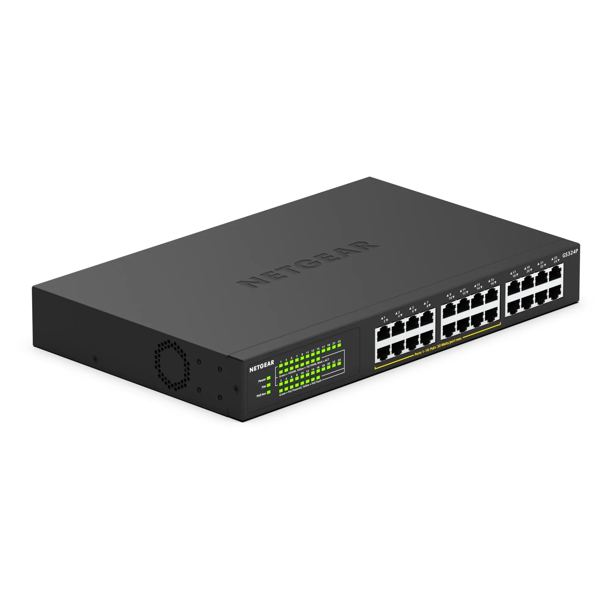 GS324P Non gestito Gigabit Ethernet (10/100/1000) Supporto Power over Ethernet (PoE) 1U Nero, Interruttore