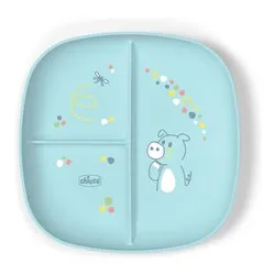 Piatto fondo bimbo plastica (24x21x2,6cm) porzionato 3P Azzurro 00016003250000