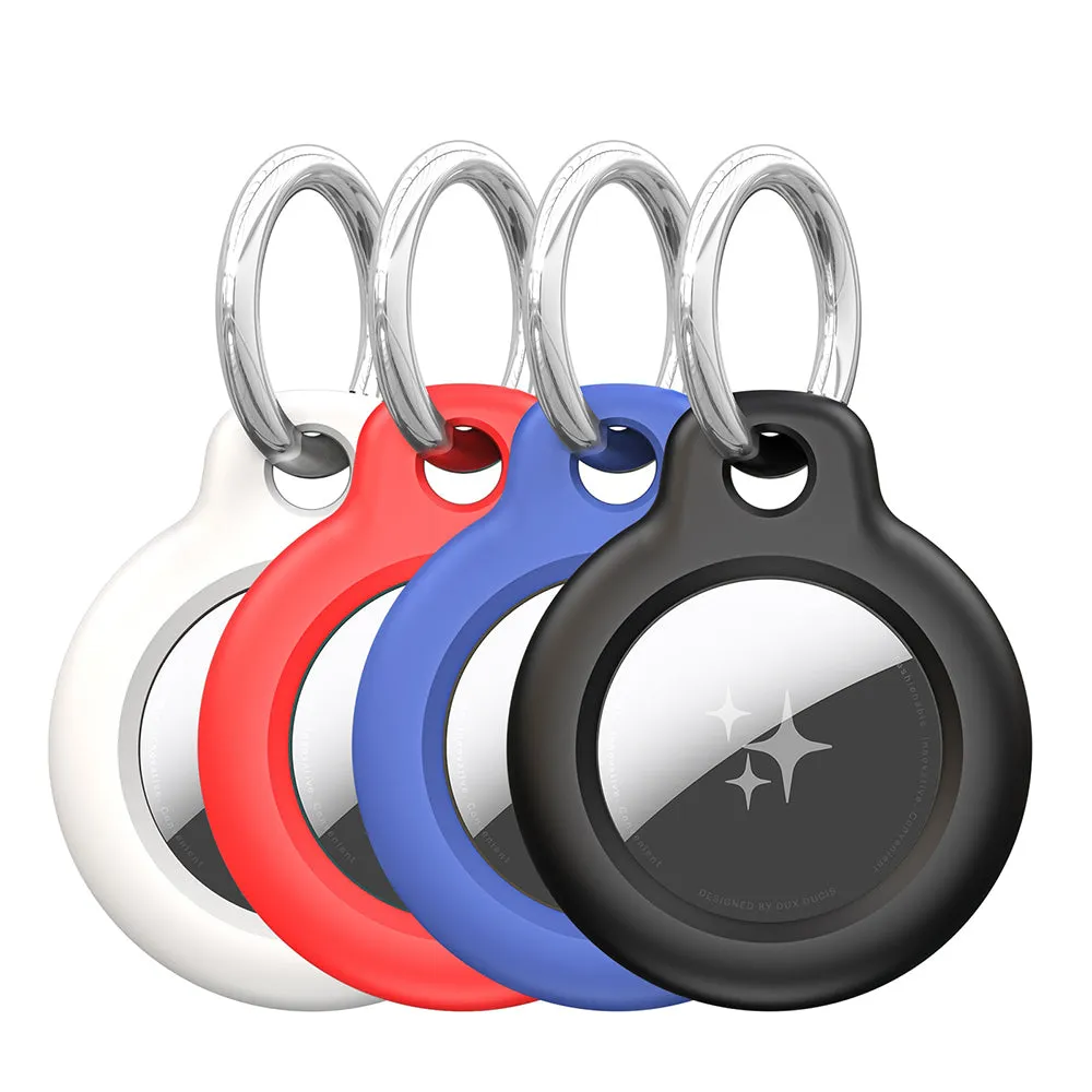 Custodia DUX DUCIS Secure per Apple AirTag, Set da 4 pezzi, Nera / Bianca / Blu / Rossa