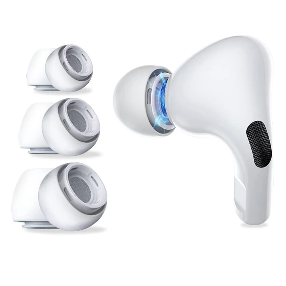 Tappi Techsuit ET1 per Apple AirPods Pro Series, Taglie XS / S / L, Bianchi