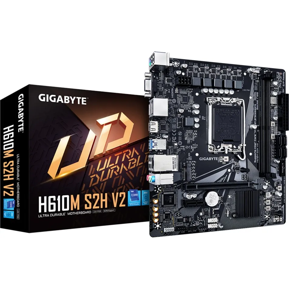 H610M S2H V2 Scheda Madre - Supporta CPU Intel Core di 14a generazione, 4+1+1 Fasi Ibride VRM Digitale, fino a 5600MHz DDR5, 1xPCIe 3.0 M.2, GbE LAN, USB 3.2 Gen 1