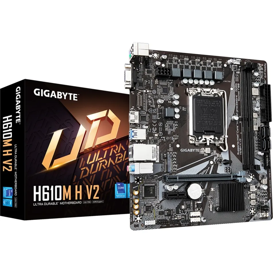 H610M H V2 Scheda madre - Supporta processori Intel Core 14th CPUs, 4+1+1 Hybrid Digital VRM, up to 5600MHz DDR5, 1xPCIe 3.0 M.2, GbE LAN, USB 3.2 Gen 1