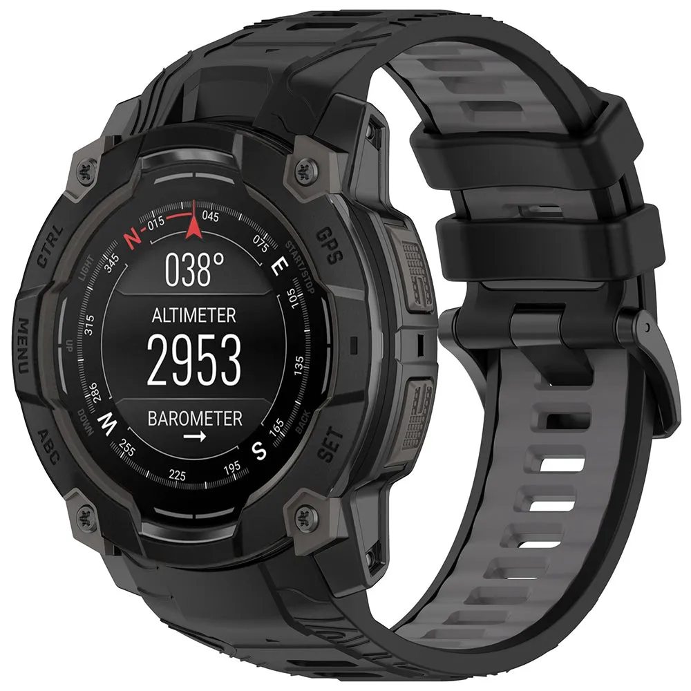 Cinturino Techsuit W077 per Garmin Instinct 3 50mm Solar / Instinct 3 50mm, Nero Grigio