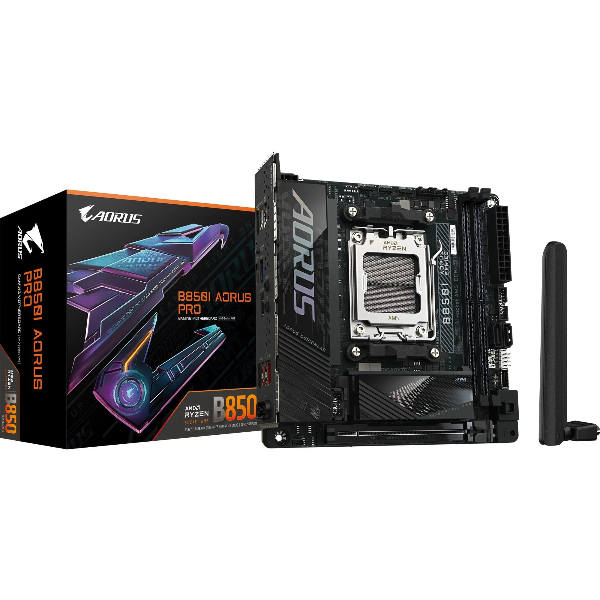 B850I AORUS PRO Scheda Madre - Supporta processori AMD Ryzen Serie 9000, VRM digitale a 8+2+1 fasi, fino a 8400MHz DDR5 (OC), 1xPCIe 5.0 + 1xPCIe 4.0 M.2, 2.5LAN, WIFI 7, USB 3.2 Gen 2