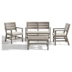 Set da esterno polipropilene DOGHE 4 posti Taupe 9690 1