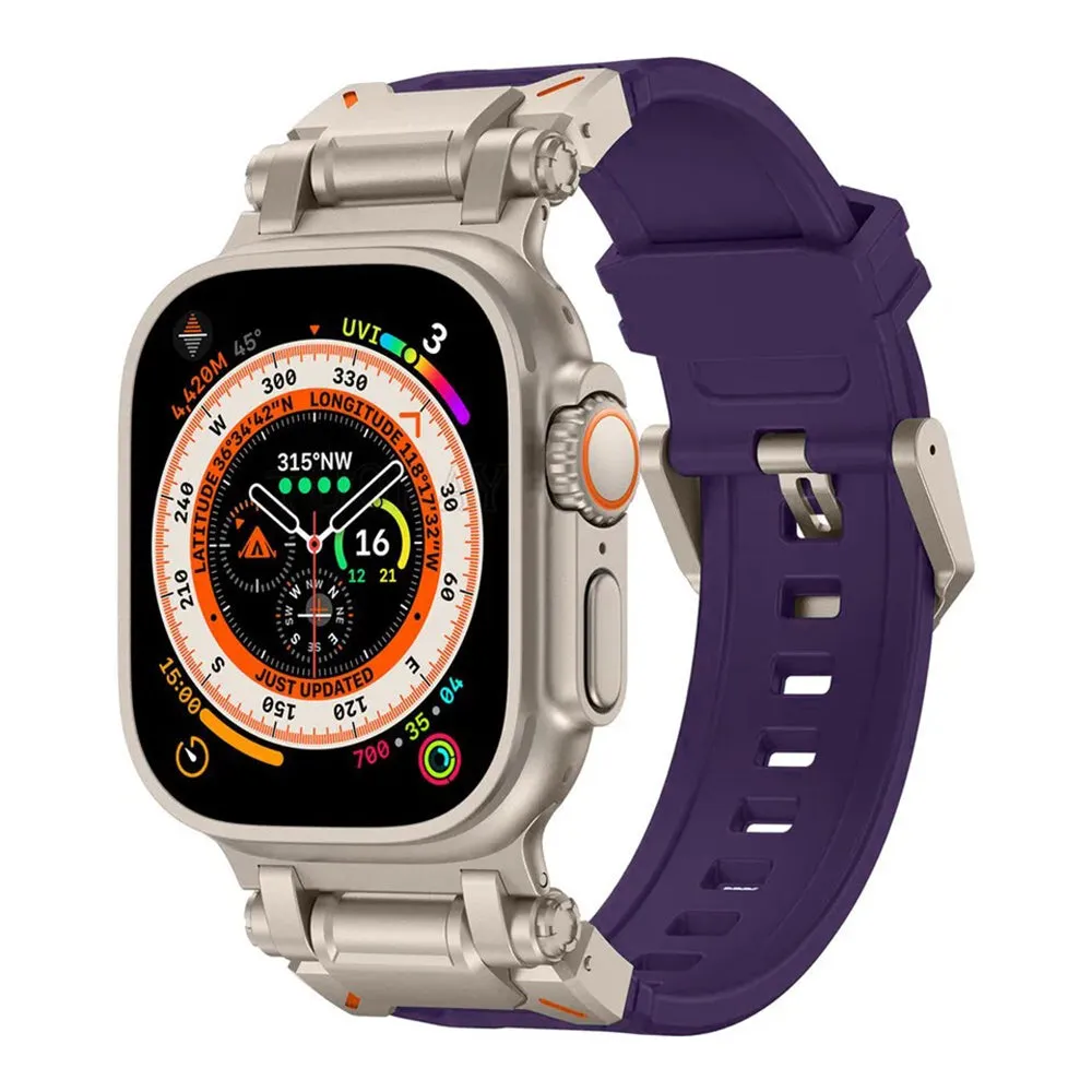 Cinturino Techsuit W064 per Apple Watch 49mm / 46mm / 45mm / 44mm / 42mm Series, Argento Viola