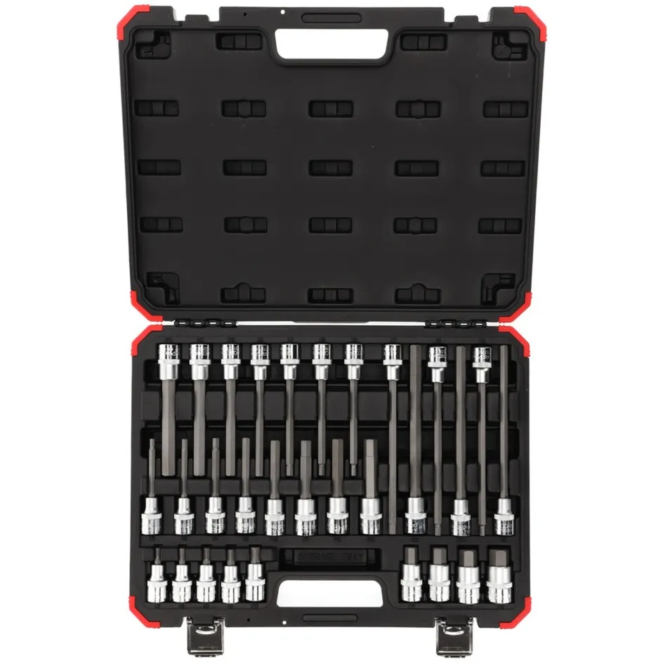 Set di inserti per cacciavite e chiave a bussola rossa, 1/2", chiave combinata
