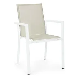 Sedia con braccioli alluminio, textilene KONNOR Bianco 0663856