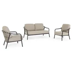 Set da esterno alluminio, corda EDVIGE 4 posti Antracite 0663942