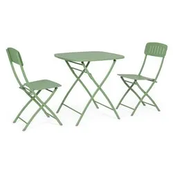 Set tavolo e sedie acciaio YVONNE 2 posti Verde salvia 0803568