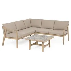 Set da esterno alluminio, poliestere, porcellana KALIMERA 4 posti Desert 0664133