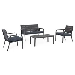 Set da esterno acciaio, polietilene SARITA 4 posti Antracite 0650055