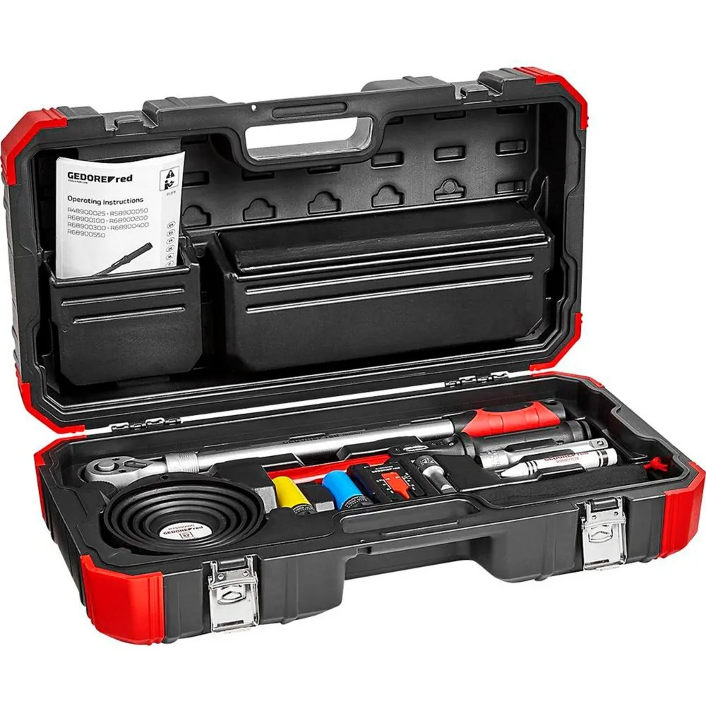 Set di montaggio ruote rosso, 11 pezzi, Chiave dinamometrica