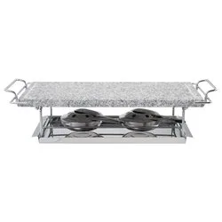 Piastra ollare (37x19cm) con supporto e 2 fornelletti EVA 100136
