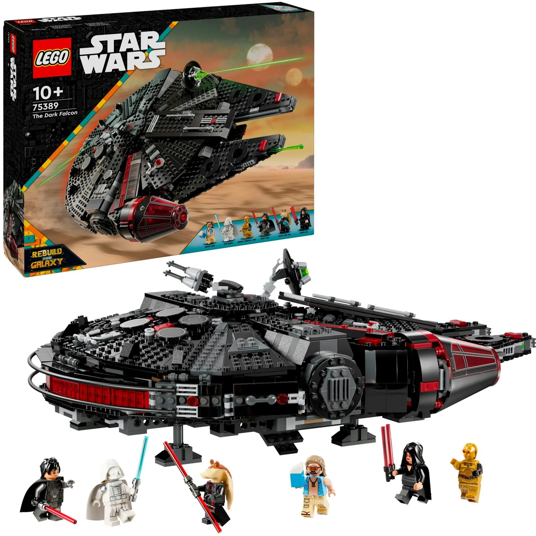 Star Wars 75389 Dark Falcon, Astronave Giocattolo da Costruire, Versione Oscura del Millennium Falcon, Idea Regalo 10+, Giochi di costruzione