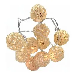 Filo Bianco 10 luci - LED Bianco caldo (1,2 + 0,5 mt) Sfere Luce fissa IP20 D4131