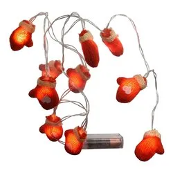 Filo Rosso 10 luci - LED Bianco caldo (1,35 + 0,3 mt) Guanti Luce fissa IP20 D4110