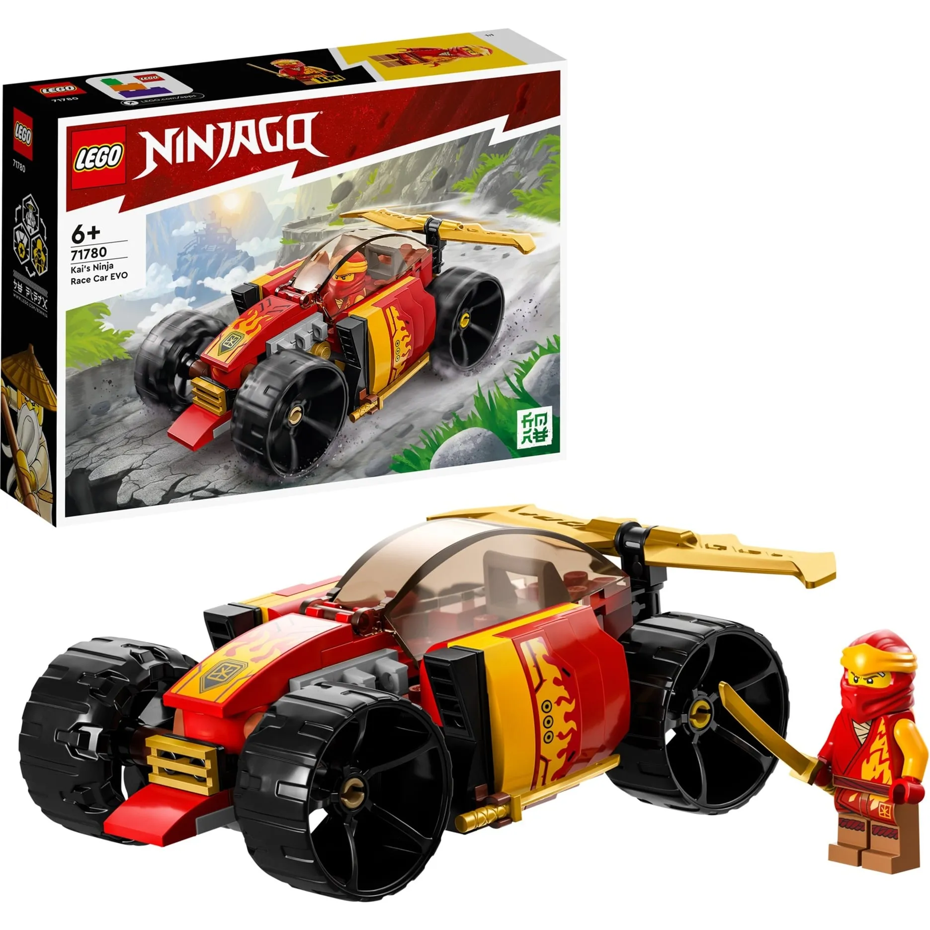 NINJAGO 71780 Auto da Corsa Ninja di Kai - EVOLUTION, Set 2in1 con Macchina Giocattolo e Fuoristrada, Giochi per Bambini, Giochi di costruzione