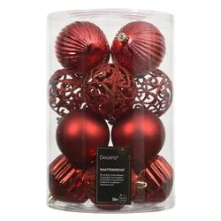 Set palline albero Natale (16pz-8cm) Plastica Red 9028341