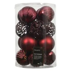 Set palline albero Natale (16pz-8cm) Plastica Oxblood 9028344