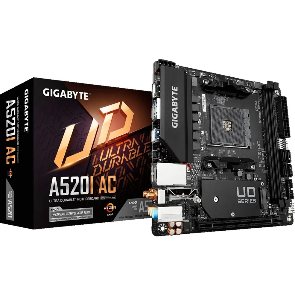 A520I AC Scheda madre - Supporta CPU AMD Ryzen 5000 Series AM4, VRM digitale a 6 fasi, fino a 5300MHz DDR4 (OC), 1xPCIe 3.0 M.2, WIFI, GbE LAN, USB 3.2 Gen1