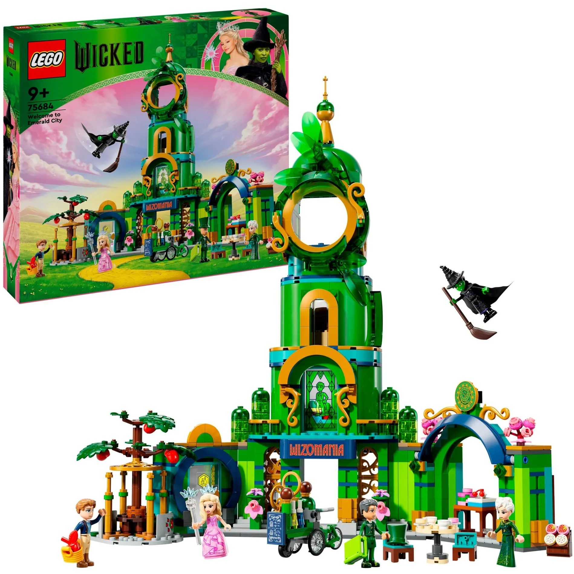 Wicked 75684 Benvenuti nella Città di Smeraldo, Gioco da Collezione per Bambini 9+ con Torre Giocattolo e 5 Personaggi, Giochi di costruzione