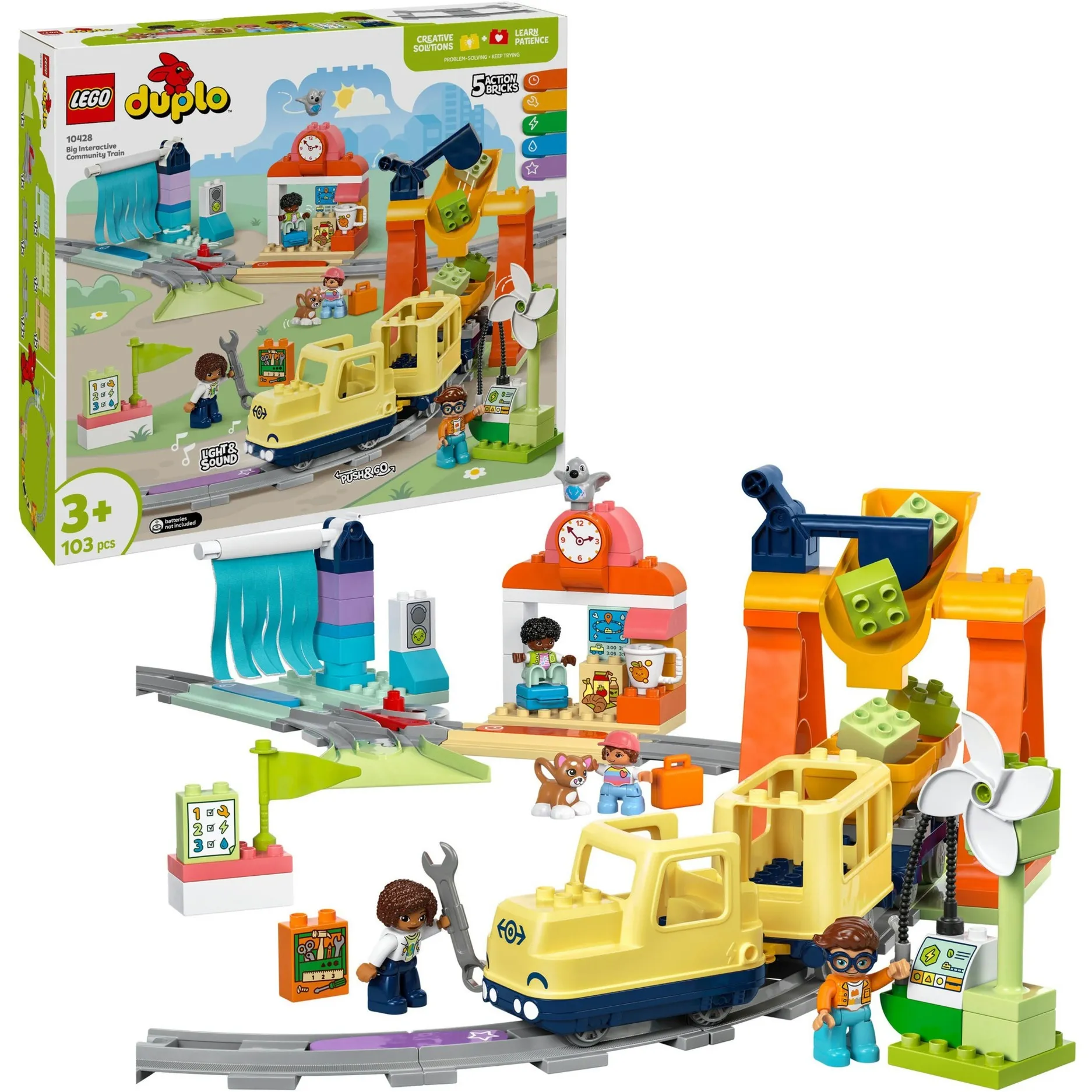 DUPLO 10428 Grande Treno Comunitario Interattivo, Giochi per Bambini e Bambine 3+ con Treno Push&Go, Regali Educativi, Giochi di costruzione