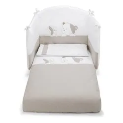 Piumone lettino set 3 pz LULÙ Bianco e Tortora 0687Lulu