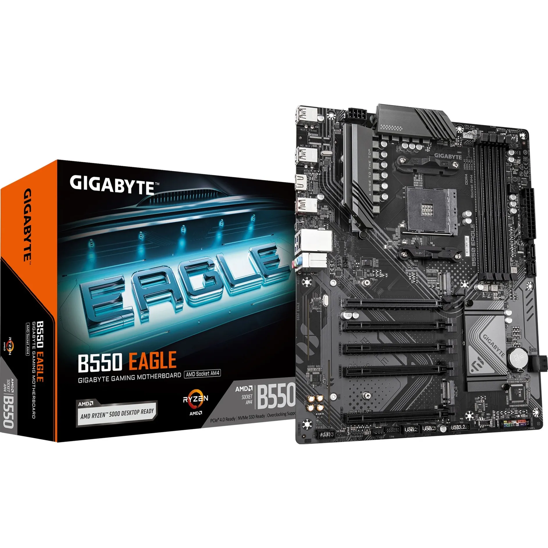 B550 EAGLE Scheda madre - CPU AMD Ryzen serie 5000 G, VRM a 10+3+1 fasi, fino a 3200 MHz DDR4, 1xPCIe 4.0 + 1xPCIe 3.0 M.2, LAN 1GbE, USB 3.2 Gen 2
