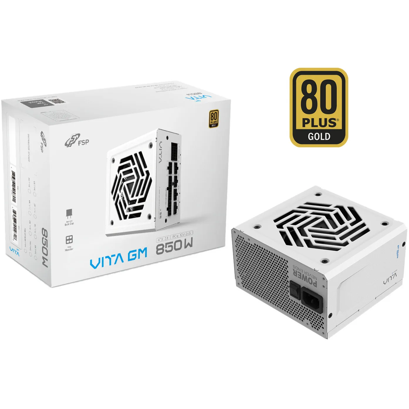 VITA GM 850W alimentatore per computer 20+4 pin ATX ATX Bianco, Alimentatore PC
