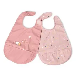 Set bavaglini 2 pz con tasca briciole Rosa 00016301150000