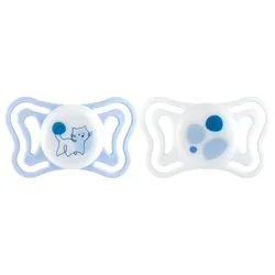 Succhietto bimbo (2-6m) silicone 2 pz PHYSIOFORMA LIGHT Azzurro e Bianco 00071088210000