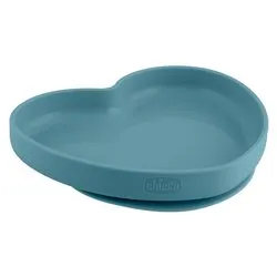 Piatto fondo bimbo silicone (20x19,6x3,6cm) cuore base ventosa Azzurro 00010217260000