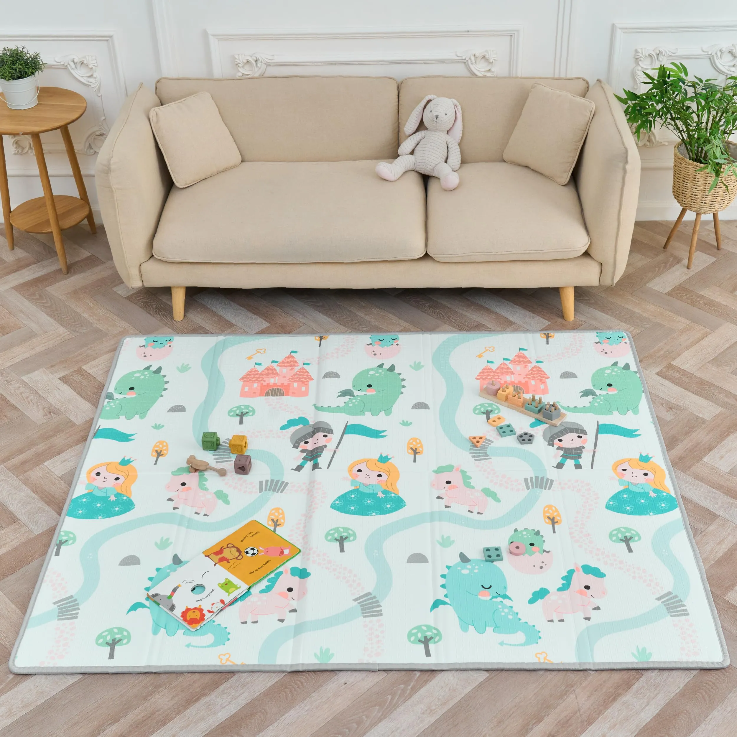 Tappeto Gioco Bambini Pieghevole 150x180x1cm Palestrina Neonato Montessori Reversibile Non Tossico E Impermeabile In Schiuma Per Bimbi. Palestra Neonati - Tappeto Tummy Time Neonati - Regalo Bambino