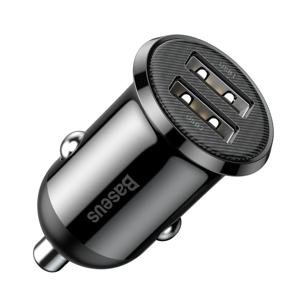 Caricabatterie Auto Baseus Grain Pro, 24W, 2.4A, 2 x USB-A, Nero CCALLP-01