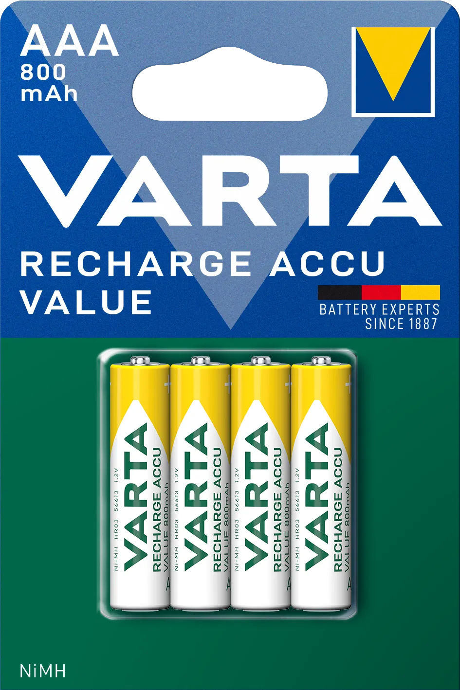 Batteria Ricaricabile Varta Professional, AAA / LR3, 800mAh, Set 4 pezzi