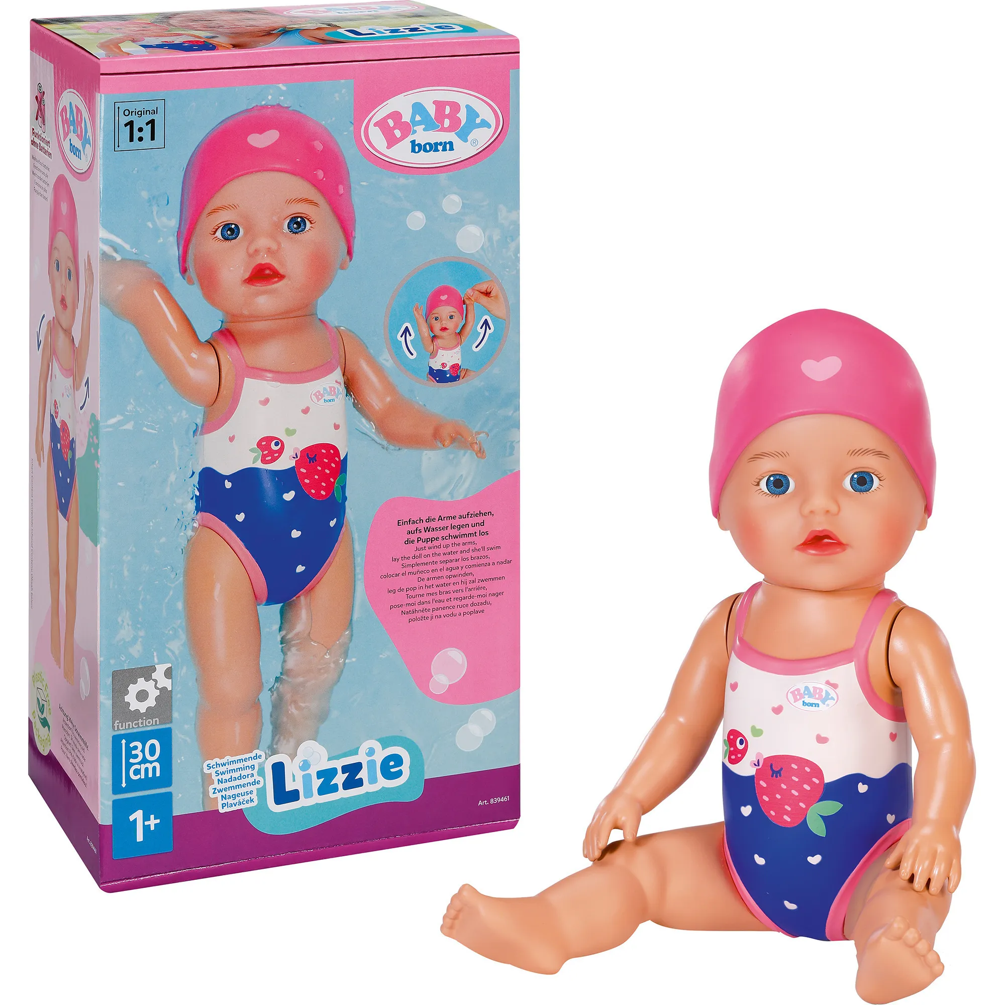 Baby born Lizzie nuotatrice 30cm, Bambola